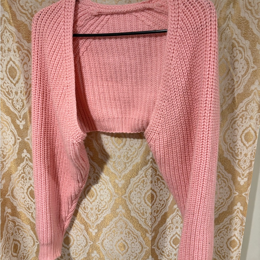 SHEIN Pink Knit Shrug